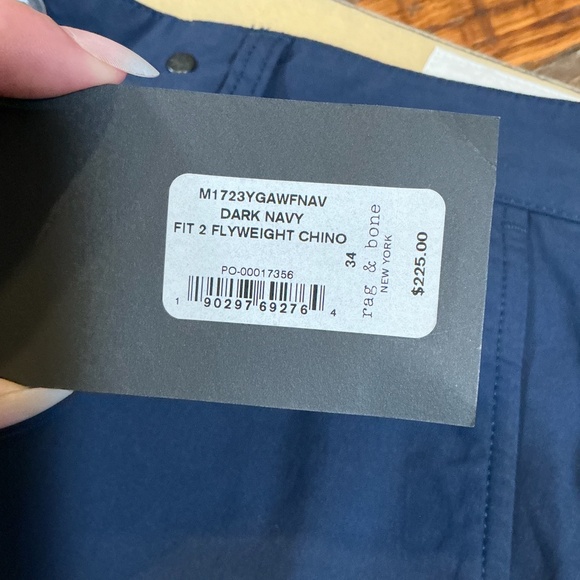 rag & bone Fit 2 Flyweight Chino Pants Dark Navy Slim Fit Men’s Size 34 NWT - Picture 13 of 14